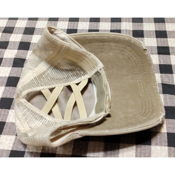 Distressed I Don't Speak Dipshit Beth Dutton Mesh Ponytail Cap Trucker Hat Khaki - Picture 15 of 16